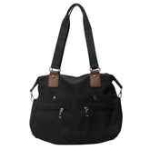 Ingvn Simple Design Women Canvas Shoulder Bag Ladies Large Capacity Multilayer Travel Handlebag Sports Shopping Casual Tote Bag