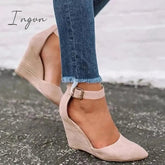 Ingvn - Women Summer Classic Wedge Pumps Ankle Strap Heels Sandals