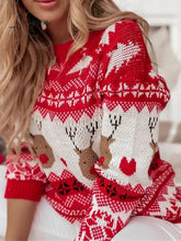 Ingvn - Women's Ugly Christmas Sweater Pullover Sweater Jumper Jumper Ribbed Knit Oversized Geometric Crew Neck Stylish Casual Christmas Daily Fall Winter Red S M L