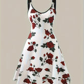 Plus Size Bohemian Floral Print Dress - Stylish V Neck Sleeveless Suspender Style - Comfortable Summer Clothing for Fashion-Forward Women