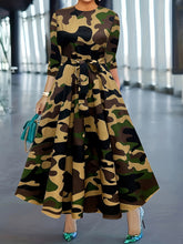 Stylish Geo Print Crew Neck Belted Dress - Elegant Half Sleeve Women's Dresses for Work, Formal Occasions, and Daily Wear - Soft, Comfortable, and Flattering Fit