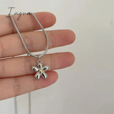 Korean Fashion Y2K Aesthetic Jewelry Flower Pendant Necklaces for Women Girls Vintage Snake Chains Necklace Sweet Accessories