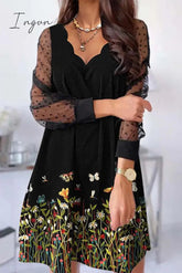 Ingvn - Sweet Elegant Floral Lace V Neck A Line Dresses(5 Colors)