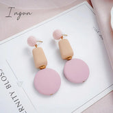 Ingvn - Korean Style Dangle Drop Earrings For Women Pink Color Arcylic Geometric Cute Pendant Earrings 2023 Trend Brincos Jewelry Gifts