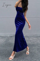 Ingvn - Elegant Solid Backless Square Collar Trumpet Mermaid Dresses