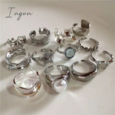 Trend Silver Color Star Rings For Women Girls Y2K Jewelry Vintage Charm Geometric Korean Fashion Accessories Gift Dropship