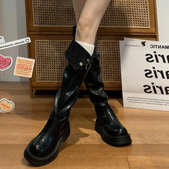 Ingvn Winter Modern Women's Over The Knee Boots Fashion Slip On Long Bootties Designer High Heels Botas De Mujer