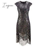Ingvn - 1920s Flapper Dress Great Gatsby Dress O-Neck Cap Sleeve Sequin Fringe Party Midi Dress Vestido De Verano Summer Women Dress