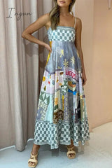 Ingvn - Sexy Bohemian Print Patchwork Sling Dress Dresses