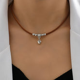 1pc Exquisite Bohemian Heart-Shaped Leather Rope Pendant Necklace - Vintage-Inspired Bead Decor, Stylish Vacation Accessory for Women, Unique Gift Idea, Adjustable Length, Nickel-Free Clasp