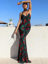 Halter Backless Print Sexy Maxi Dress For Women Gown Elegant Sleeveless High Waist Evening Club Party Long Dress