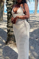 Ingvn - Sexy Print Hollowed Out Swimwears Cover Up