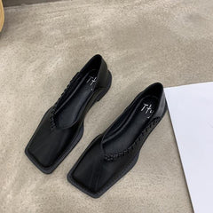 Summer Shoes Ladies Female Footwear Square Toe Women's Moccasins Autumn Casual Sneaker Shallow Mouth Soft Retro Dress Fall