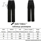 Ingvn - Womens Fashion Trends Pockets Patchwork Baggy Jeans Fashion Streetwear 100% Cotton Women Denim Trouser Loose Cargo Pants Korean Jeans Harajuku
