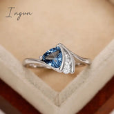 Ingvn - Modern Design Blue Cubic Zirconia Rings for Women 2022 New Trend Engagement Wedding Bands Accessories Fashion Jewelry