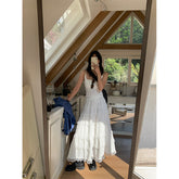 Ballet Style Cake Skirt Women's Spring Korean A- shaped Lace Stitching Mid-length Skirt