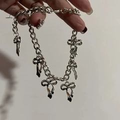Fashion Harajuku Silver Color Stainless Steel Bowknot Bracelet for Women Girls Sweet Cool Colorful Bangle y2k Aesthetic Jewelry