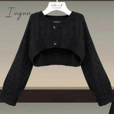 Ingvn - Fall Winter Two Piece Sets Women Outfits Korean Casual Long Sleeve Twist Knitted Short Sweater And Straped High Waist Dress Sets