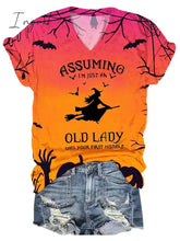 Ingvn - Women's T shirt Tee Halloween Shirt Black Yellow Pink Graphic Floral Print Short Sleeve Halloween Weekend Basic V Neck Regular Fit Floral Painting