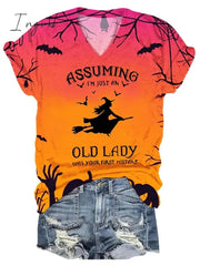 Ingvn - Women's T shirt Tee Halloween Shirt Black Yellow Pink Graphic Floral Print Short Sleeve Halloween Weekend Basic V Neck Regular Fit Floral Painting