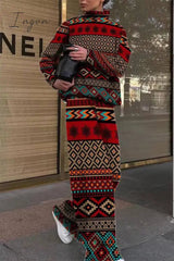 Ingvn - Casual Street Printing Turtleneck Long Sleeve Two Pieces(5 Colors)
