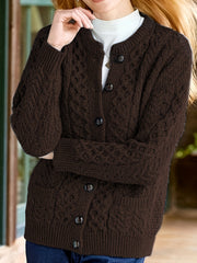 Cozy Chic Cardigan - Soft Knit, Crew Neck, Long Sleeve, Pocket Detail, Casual Women's Sweater for Everyday Wear - Perfect for Work, Date Night, or Relaxation