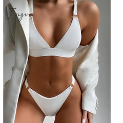 Ingvn - New Sexy Ribbed Ring Bikinis Swimsuit Women Push Up Swimwear Solid Bikini Set Summer Beach Brazil Biquini Swim Bathing Suit