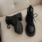 Autumn Women Motorcycle Boots Fashion Hollow Out Breather Short Booties Autumn Winter Female Platform Heel Shoes