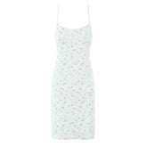 Sweet Girls Floral Print Sexy Spaghetti Straps Dress Women O Neck Bodycon Summer Mini Dreses Holiday Robe