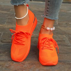 Womens Athletic Sneakers - Durable Non-Slip Sole, Breathable Fabric, Fashionable Lace-Up Design - Perfect for Daily Running & Outdoor Activities