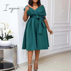 Ingvn - Women Solid Elegant Evening Party Dress Formal Classy Party Gowns Dress