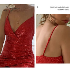 Ingvn - Sexy Vintage Y2k Slip Sequin Mini Summer Dress Backless Evening Prom Dresses Women Party Club Bodycon Dress Christmas