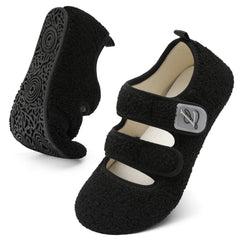 Cozy Wide Fit Slippers for Women - Soft, Lightweight, Non-Slip Rubber Sole, Hook-and-Loop Fastener, Breathable Fabric Upper, EVA Insole, Perfect for Indoor/Outdoor Use in Fall Season