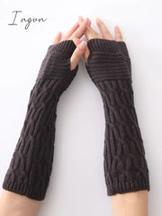 Ingvn - Solid Color Keep Warm Jacquard Knitted Sleevelet