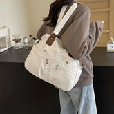 Ingvn Simple Design Women Canvas Shoulder Bag Ladies Large Capacity Multilayer Travel Handlebag Sports Shopping Casual Tote Bag