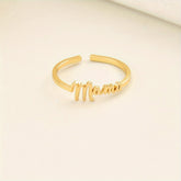 Chic 'Mama' Golden-Tone Adjustable Ring - Perfect for Casual Attire & Gifting