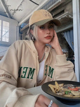 Ingvn - Y2K Vintage Oversized Women Hoodies Harajuku Aesthetic Zip Up Hooded Sweatshirt Top Long Sleeve E Girl Clothes Casual ins