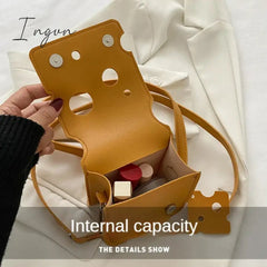 Ingvn - Women's Triangle and Square Cheese Shaped Mini PU Leather Bags Cute Earphone Lipstick Purses Handbags Crossbody Shoulder Bag