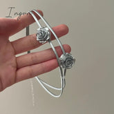 Korean Fashion Silver Color Rose Leather Double Layer Necklace for Women Girls Choker Clavicle Chain Aesthetic Jewelry New