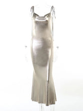 Spaghetti Strap Backless Maxi Dress For Women Summer New Sleeveless Lace-up Ruched Bodycon Club Party Long Dress Girl