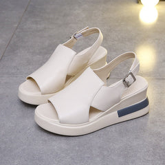 Thick-soled Wedge Sandals Women Summer High-heeled Fish Mouth Women's Shoes Soft Leather High Platform Shoes Slippers