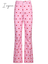 Ingvn - 2023 Fashion Trends Y2K Pink Pants Heart Printed Sweet Trousers Vintage Aesthetic Party Pants Pockets Joggers Festival Outfits Women New