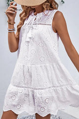 Ingvn - Casual Simplicity Solid Tassel Hollowed Out O Neck Sleeveless Dress Dresses