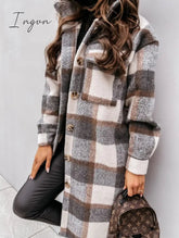 Ingvn - Selling Women's Autumn Coat Fashion Long Section Casual Warm Lattice Woolen Winter Jacket Banquet Trend Lapel Women's Windbreaker