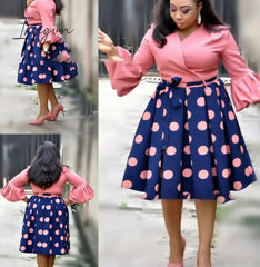 Ingvn - new summer elegent fashion style african women printing plus size polyester dress L-3XL