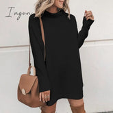 Ingvn - Fashion Dress Women Elegant Chic Solid Color Women's Dresses Office Soft Slim Dresses Female Turtleneck Woman Clothes Plus Size
