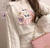 Ingvn - outfits aesthetic Autumn Winter Sweet Lolita Style Skirt Sets Japanese Girls Cute Rabbit Embroidery Kintted Sweater Skirts Spring Women 2PC Set