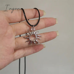 Vintage Spiral Vortex Pendant Hand-woven Leather Rope Necklace for Women Unisex Boho Pentagram Necklace Fashion Y2K Jewelry