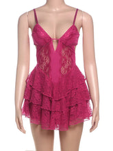Lace Spaghetti Strap Sexy Mini Dress For Women Fashion Hollow Out Sleeveless Backless High Waist Ruffled Dress Elegant