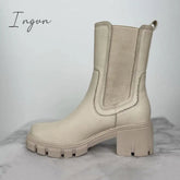 Ingvn - Women's Fashion Slip On Mid Calf Chelsea Boots
